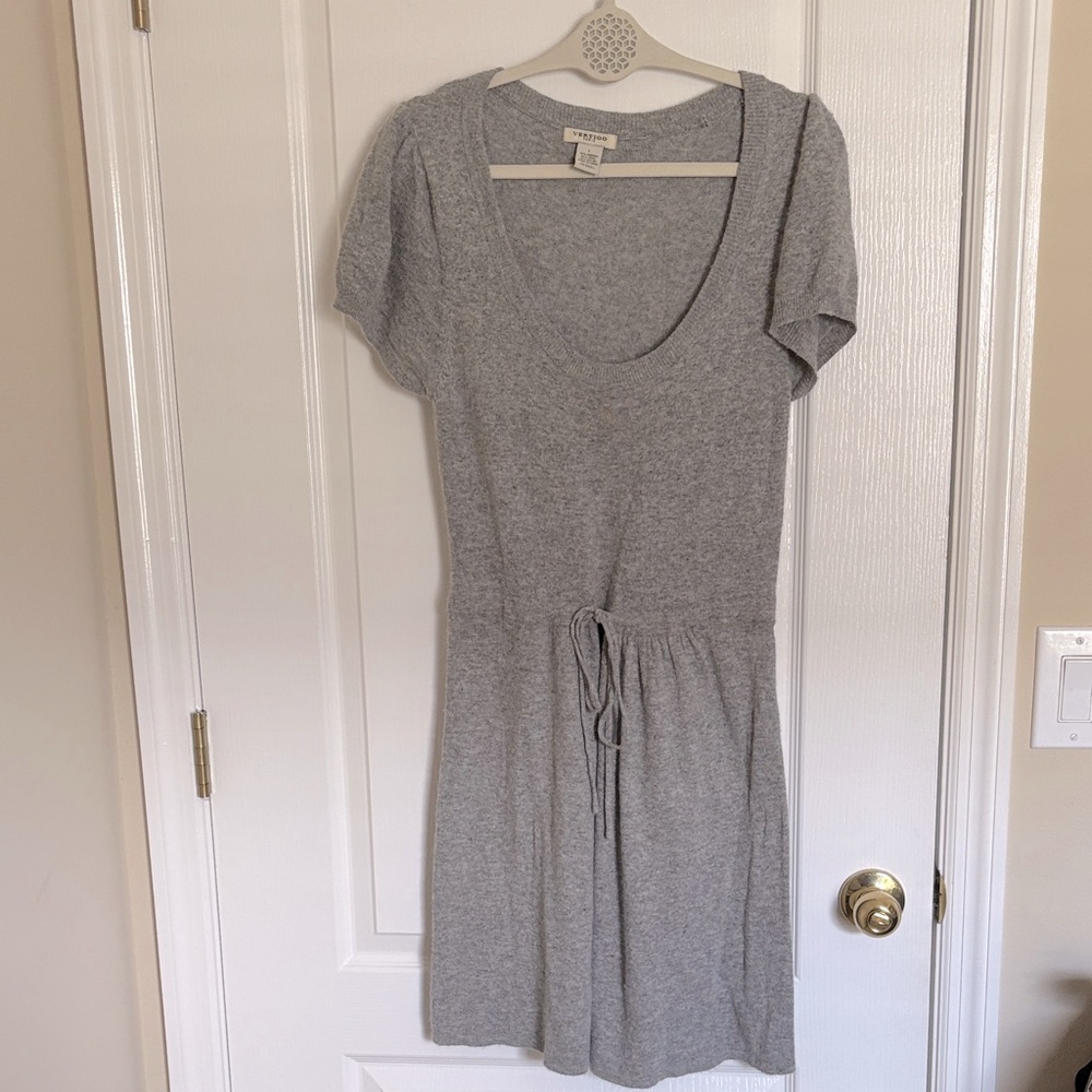 Vertigo Paris Angora Wool Blend Tie Front Gray Dress